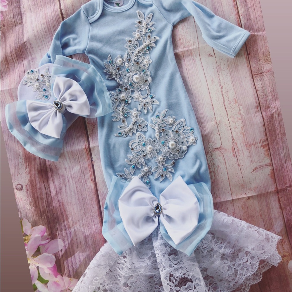 Baby blue mermaid gown